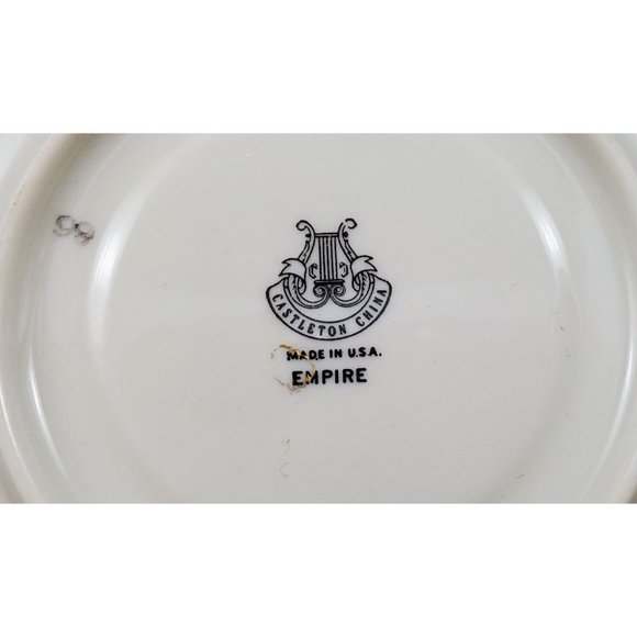 Castleton China Vintage EMPIRE Footed Tea Cup & Saucer Set Blue Wreath Gold Trim - Picture 10 of 10